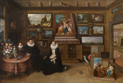 La Kunstkammer con una coppia sposata e il loro figlio, primo terzo del XVII secolo da Frans Francken the Younger