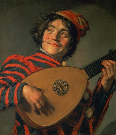 Ritratto di un giullare con un liuto da Frans Hals