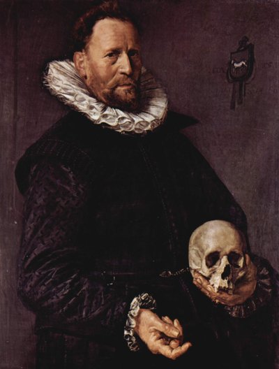 Ritratto di uomo con teschio in mano da Frans Hals
