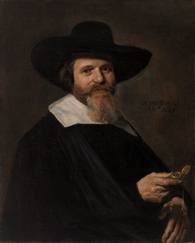 Ritratto di uomo con orologio in mano da Frans Hals