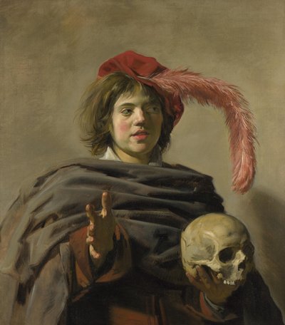 Giovane uomo con un teschio (Vanitas) da Frans Hals
