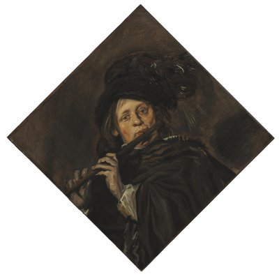 Giovane uomo che suona il flauto da Frans Hals