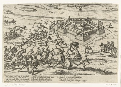 Conquista del forte vicino a Zutphen, 1591 (serie: Eventi olandesi e stranieri, 1587-1612) da Frans Hogenberg (workshop of)