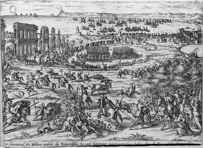 Una scaramuccia tra i turchi e le truppe imperiali. da Frans Hogenberg