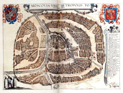 Mappa di Mosca, 1572 da Frans Hogenberg
