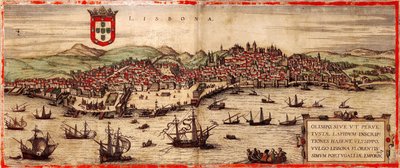 Veduta di Lisbona e del fiume Tago Da: Civitates Orbis Terrarum, 1572 da Frans Hogenberg