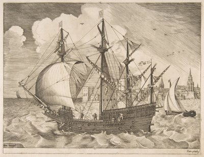 Quattro alberi armati che salpano, da Le navi a vela da Frans Huys