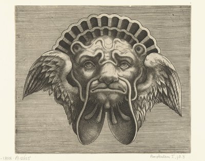 Maschera con ali al posto delle orecchie e un copricapo a forma di conchiglia da Frans Huys