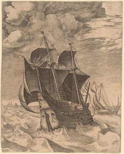 Una nave olandese e un Boeier da Frans Huys after Pieter Bruegel the Elder