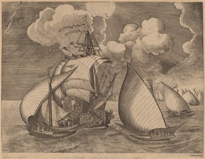 Una Flotta di Galee Scortata da una Caravella da Frans Huys after Pieter Bruegel the Elder