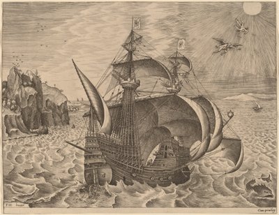 Tre-Master Armato con Dedalo e Icaro nel Cielo da Frans Huys after Pieter Bruegel the Elder