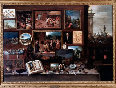 Vista di un gabinetto di curiosità o camera delle meraviglie da Frans II Francken