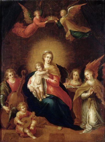 La Vergine e il Bambino con angeli musicanti da Frans II Francken the Younger
