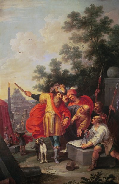 La costruzione della Torre di Babele, o Nimrod che parla con gli architetti da Frans II the Younger Francken