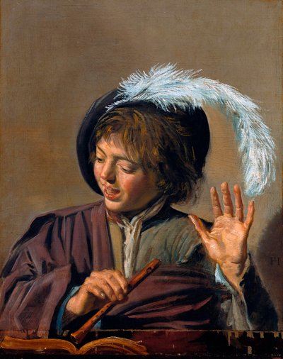 Ragazzo che canta con flauto da Frans I Hals