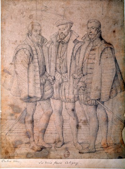 Ritratto dei tre Coligny: Cardinale Odet, Gaspard, Ammiraglio di Francia e Francois, Signore di Andelot da Frans I Pourbus