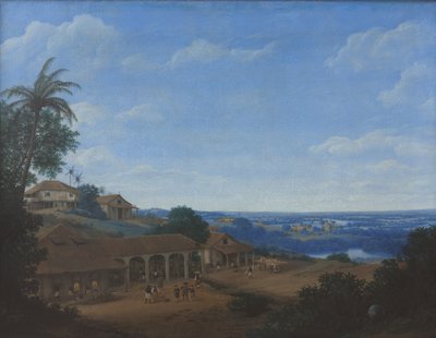 Paesaggio in Brasile con piantagione di zucchero da Frans Jansz. Post