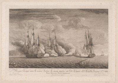La brigata Lougen attaccata a St. Thomas, 3 marzo 1801 da Frans Martin Dodt