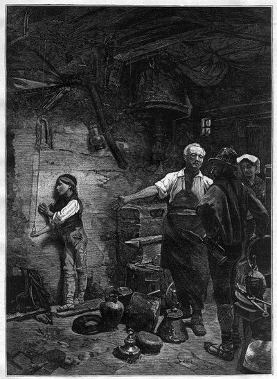 Ritratto di Gioachino Rossini, compositore italiano nella bottega del calderaio - incisione dal dipinto di Franz Meerts da Frans Meerts