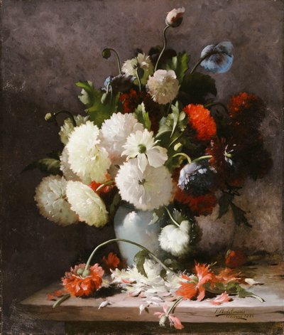 Peonie su una Mensola di Pietra da Frans Mortelmans