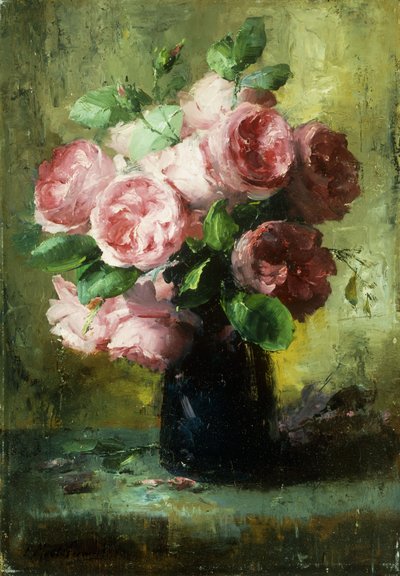 Rose rosa in un vaso da Frans Mortelmans