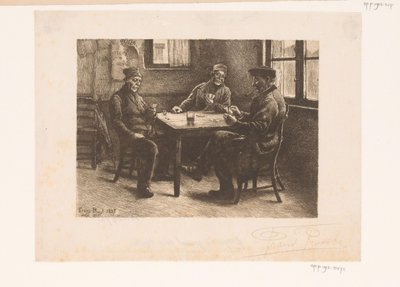Tre uomini che giocano a carte in un caffè da Frans Proost (signed by artist)