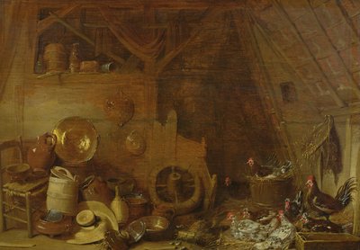 Interno di un fienile da Frans Ryckhals