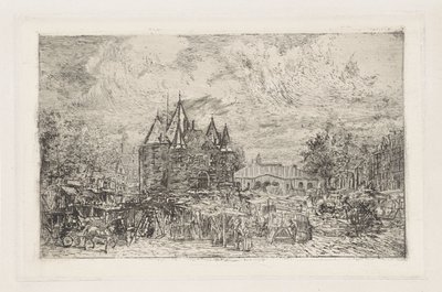 Veduta del Nieuwmarkt, Amsterdam da Frans Schikkinger