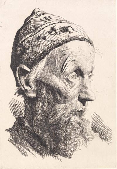 Vecchio con cappello di lana bianca da Frans Schwartz