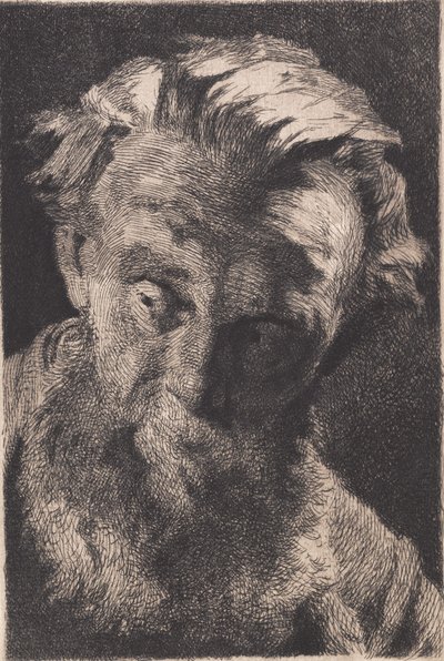 Vecchio uomo barbuto che guarda di lato da Frans Schwartz