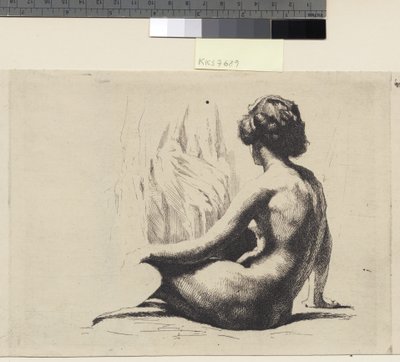 Modella femminile nuda seduta sul pavimento da Frans Schwartz