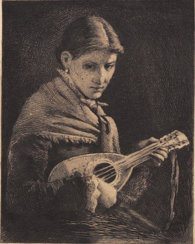 Giovane ragazza con mandolino da Frans Schwartz