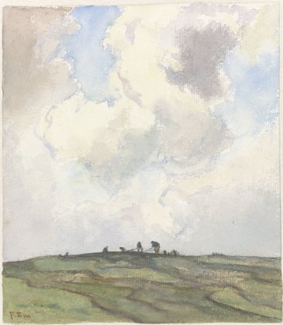 Riparazione delle reti su un prato dietro le dune da Frans Alexander Evert Lodewijk Smissaert