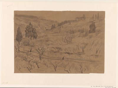 Paesaggio collinare italiano con case e alberi da Frans Alexander Evert Lodewijk Smissaert