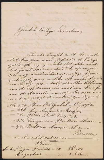 Lettera ad August Allebé da Frans Stracké