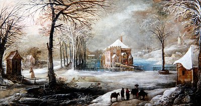 Paesaggio invernale con figure e cavalli da Frans de Momper