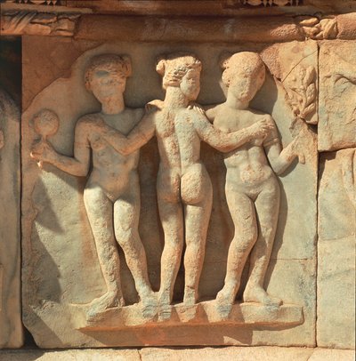Libia, Tripolitania Storica, Antica Sabratha, Teatro, Dettaglio del rilievo da Painter Darius