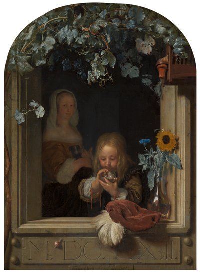 Un ragazzo che soffia bolle, 1663 da Frans van Mieris