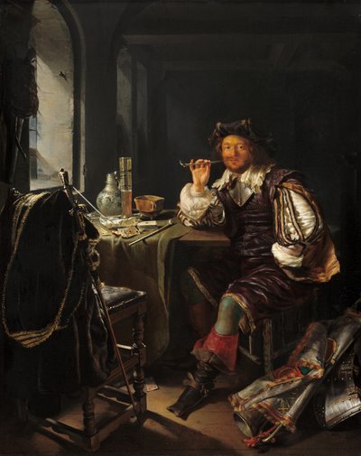 Un soldato che fuma una pipa, c. 1657-1658 da Frans van Mieris