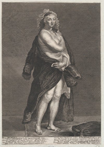 Ritratto di Helena Fourment, seconda moglie di Rubens, con una pelliccia sulle spalle, 1728 da Frans van Stampart