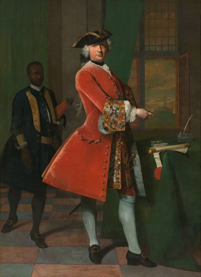 Ritratto di Jan Pranger e un servo schiavo da Frans van der Mijn