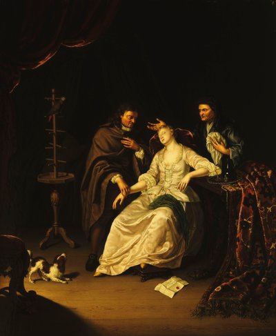 Un dottore che cura una ragazza svenuta da Frans van the Younger Mieris