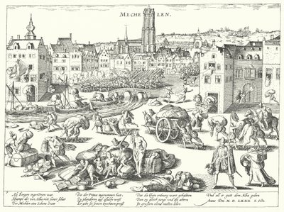 Sacco di Mechelen da parte degli spagnoli da Franz (after) Hogenberg