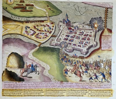 La cattura di Raab da parte di Adolf Schwarzenberg il 28/03/1598. Stampa del 1653 di Franz Hogenberg (1535-1590) Cabinet des Estampes, B.N, Parigi da Franz (after) Hogenberg