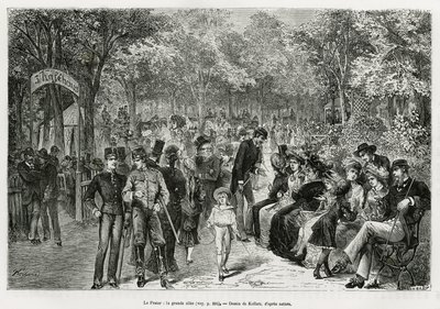 Il Prater: il grande viale. Incisione di Kollarz, per illustrare la storia Vienna e i suoi sobborghi, di M. Newlinski, nel 1881, pubblicato in Le tour du monde, sotto la direzione di Edouard Charton (1807-1890) da Franz (after) Kollarz