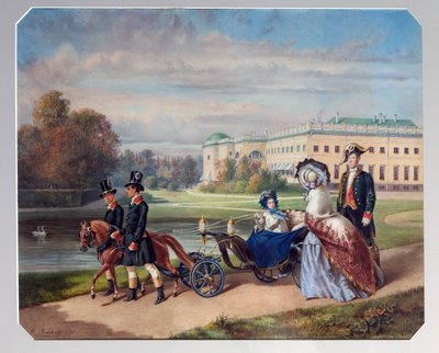 La passeggiata della granduchessa Maria Alexandrovna di Russia nel parco di Tsarkoye Selo da Franz (after) Teichel