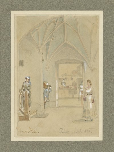 Corridoio di una locanda con vista sulla cucina da Franz Alt
