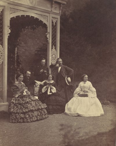 [Ritratto di tre donne e uomini in un giardino], 1850s-60s da Franz Antoine
