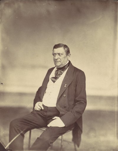 Uomo seduto con gilet bianco e cappotto scuro, 1850s-60s da Franz Antoine