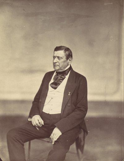 [Uomo seduto in gilet bianco e cappotto scuro], 1850-60 da Franz Antoine